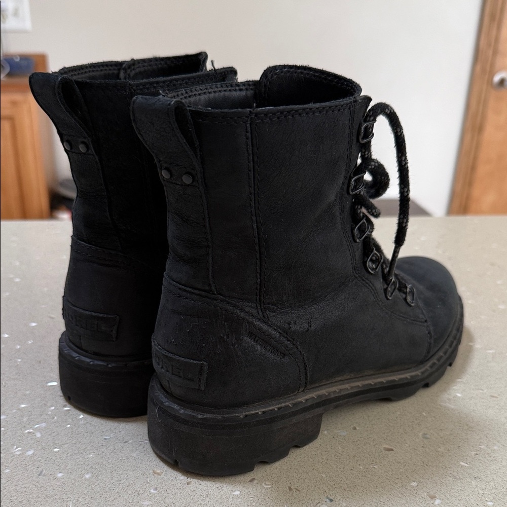 Sorel Black Leather Moto Boots